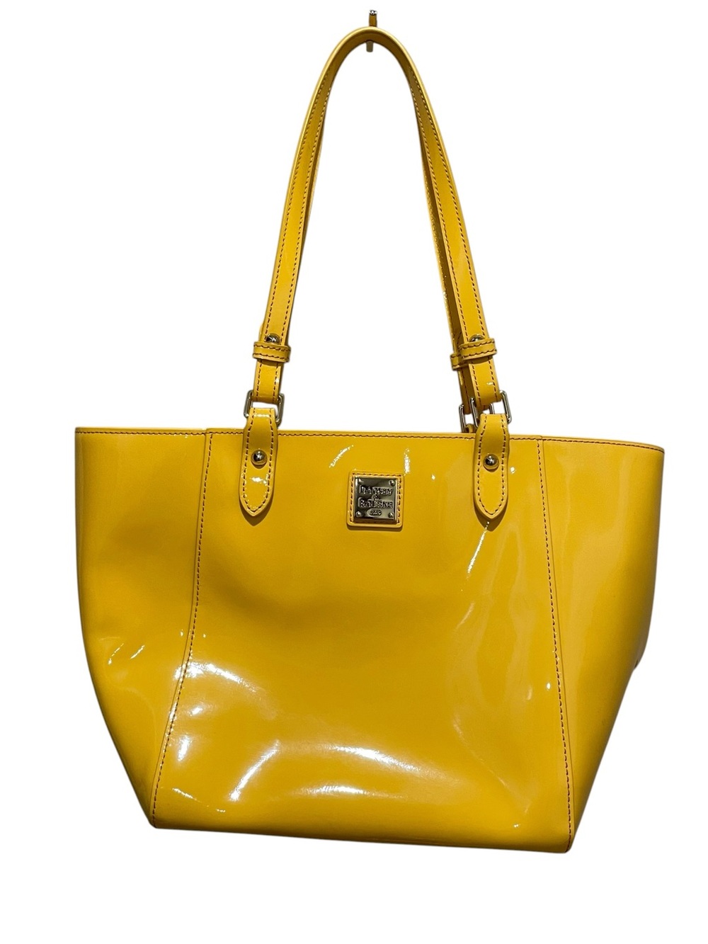 Dooney & Bourke Yellow Patent Leather Tote Shoulder Bag Purse Womens Handbag